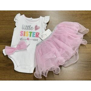 6M Sister Baby Girl Outfits tutu Dress Jumpsuit Bodysuit Set‎ Baby Shower Gift